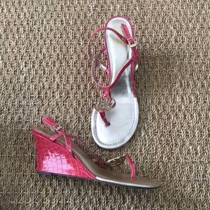 Lilly Pulitzer pink wedge sandals